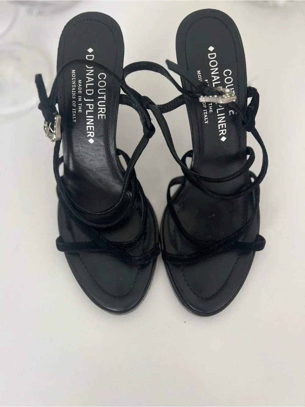 Donald J. Pliner Black Strappy Suede Heel Sandals - Picture 3 of 7
